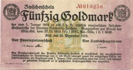 Kiel - Provinzialausschuss Schleswig-Holstein - 31.12.1923 - 50 Gold-Mark 