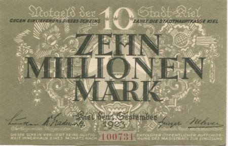 Kiel - Stadt - 1.9.1923 - 10 Millionen Mark 