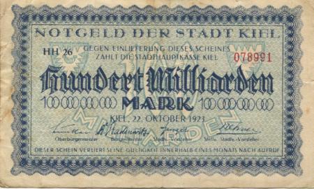 Kiel - Stadt - 22.10.1923 - 100 Milliarden Mark 
