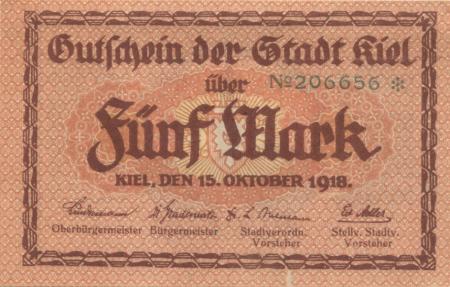 Kiel - Stadt - 15.10.1918 - 1.5.1919 - 5 Mark 