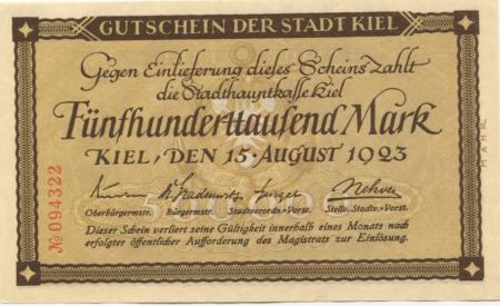 Kiel - Stadt - 15.8.1923 - 500000 Mark 