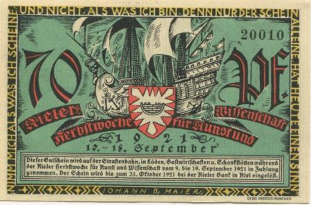 Kiel - Kieler Herbstwoche der Kunst und Wissenschaft (Veranstaltungs-Leitung) - 10.-18.9.1921 - 70 Pfennig 