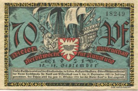 Kiel - Kieler Herbstwoche der Kunst und Wissenschaft (Veranstaltungs-Leitung) - 10.-18.9.1921 - 70 Pfennig 