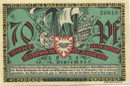 Kiel - Kieler Herbstwoche der Kunst und Wissenschaft (Veranstaltungs-Leitung) - 10.-18.9.1921 - 70 Pfennig 