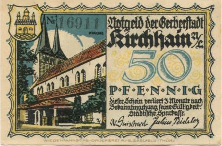 Kirchhain - Städtische Sparkasse - 1.8.1921- 50 Pfennig 