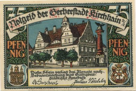 Kirchhain - Städtische Sparkasse - 1.8.1921- 75 Pfennig 