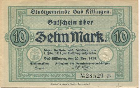 Kissingen (Bad) - Stadt - 20.11.1918 - 1.2.1919 - 10 Mark 