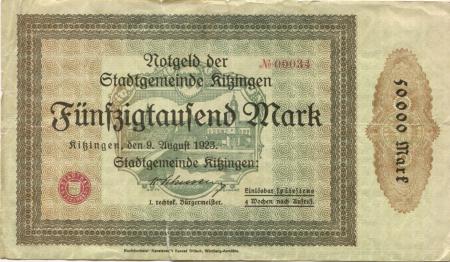 Kitzingen - Stadt - 9.8.1923 - 50000 Mark 