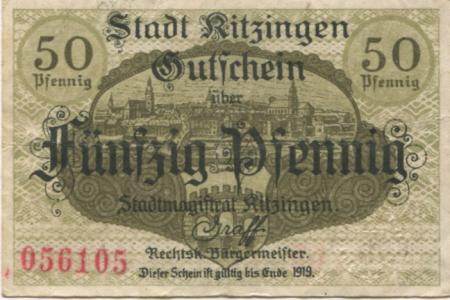 Kitzingen - Stadt - Oktober 1918 - Ende 1919 - 50 Pfennig 