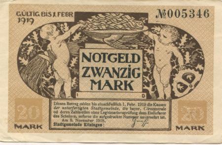 Kitzingen - Stadt - 8.11.1918 - 1.2.1919 - 20 Mark 