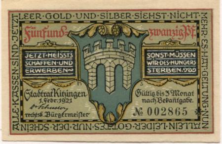 Kitzingen - Stadt - 1.2.1921 - 25 Pfennig 