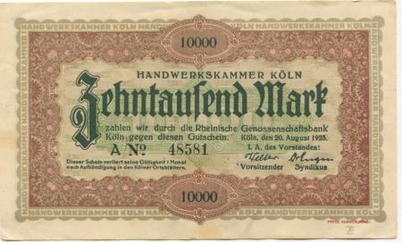 Köln - Handwerkskammer - 20.8.1923 - 10000 Mark 