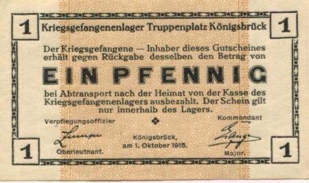 Königsbrück - Kriegsgefangenenlager Truppenübungsplatz - 1.10.1915 - 1 Pfennig 