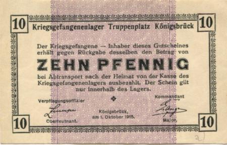 Königsbrück - Kriegsgefangenenlager Truppenübungsplatz - 1.10.1915 - 10 Pfennig 