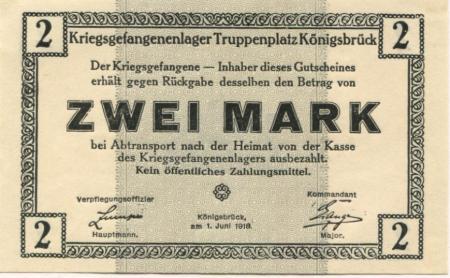Königsbrück - Kriegsgefangenenlager Truppenübungsplatz - 1.6.1918 - 2 Mark 