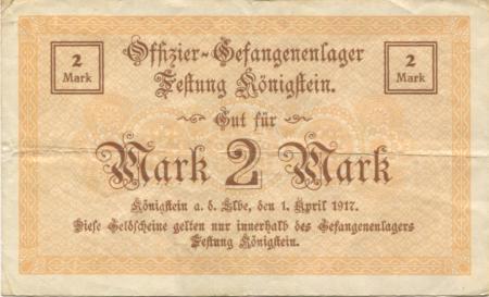 Königstein - Offizier-Gefangenenlager Festung Königstein - 1.4.1917 - 2 Mark 