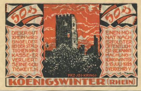 Königswinter - Verkehrsverein - 15.7.1921 - 50 Pfennig 