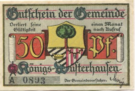 Königs Wusterhausen - Gemeinde - 13.12.1921 - 50 Pfennig 