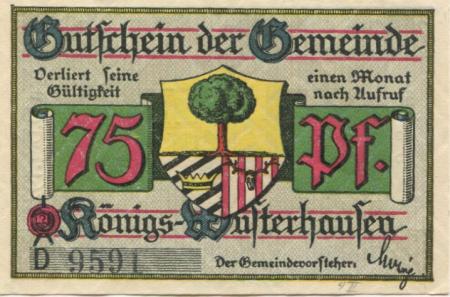 Königs Wusterhausen - Gemeinde - 13.12.1921 - 75 Pfennig 