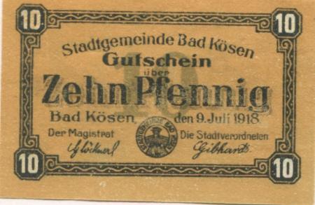 Kösen (heute: Naumburg) - Stadt - 9.7.1918 - 10 Pfennig 