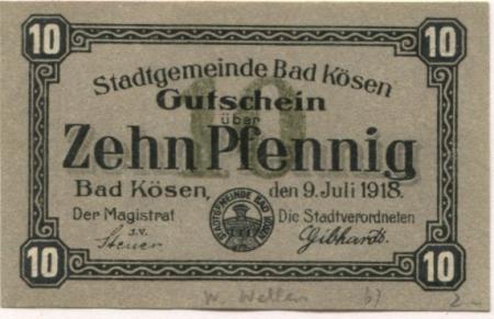 Kösen (heute: Naumburg) - Stadt - 9.7.1918 - 10 Pfennig 