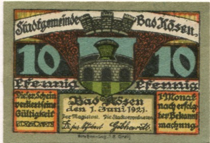 Kösen (heute: Naumburg) - Stadt - 1.6.1921 - 10 Pfennig 