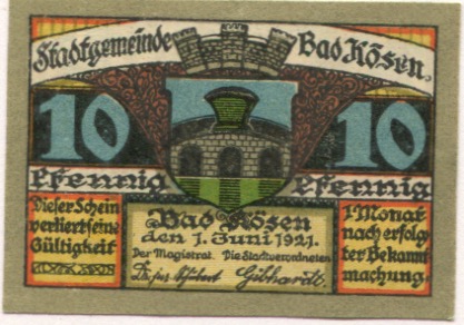 Kösen (heute: Naumburg) - Stadt - 1.6.1921 - 10 Pfennig 
