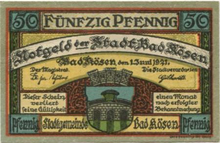 Kösen (heute: Naumburg) - Stadt - 1.6.1921 - 50 Pfennig 