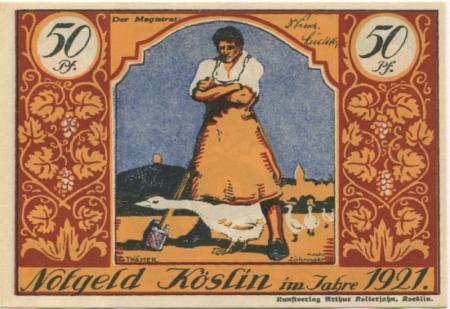 Köslin (heute: PL-Koszalin) - Stadt - 1921 - 50 Pfennig 