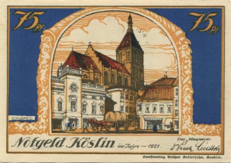 Köslin (heute: PL-Koszalin) - Stadt - 1921 - 75 Pfennig 