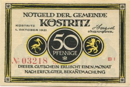 Köstritz - Gemeinde - 1.10.1921 - 50 Pfennig 