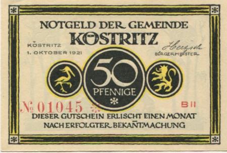 Köstritz - Gemeinde - 1.10.1921 - 50 Pfennig 