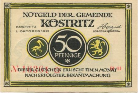 Köstritz - Gemeinde - 1.10.1921 - 50 Pfennig 