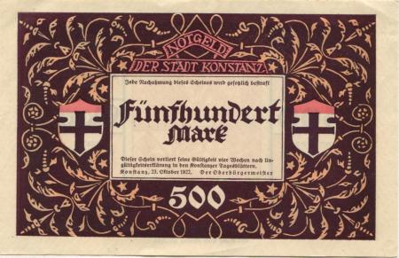 Konstanz - Stadt - 23.10.1922 - 500 Mark 