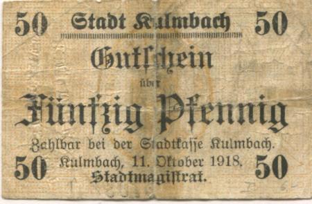 Kulmbach - Stadt - 11.10.1918 - 50 Pfennig 