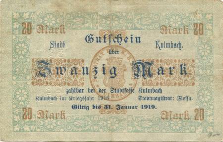 Kulmbach - Stadt - 1918 - 31.1.1919  - 20 Mark 