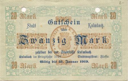 Kulmbach - Stadt - 1918 - 31.1.1919  - 20 Mark 