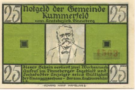 Kummerfeld - Gemeinde - -- - 25 Pfennig 