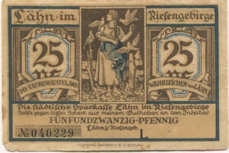 Lähn (heute: PL-Wlen) - Städtische Sparkasse - -- - 25 Pfennig 