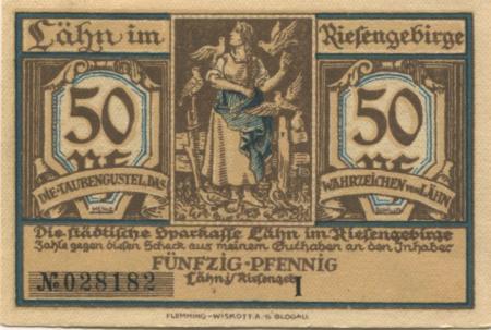 Lähn (heute: PL-Wlen) - Städtische Sparkasse - -- - 50 Pfennig 