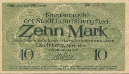 Landsberg - Stadt - April 1919 - 10 Mark 