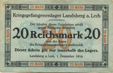 Landsberg - Kriegsgefangenenlager - 1.12.1916 - 20 Mark 