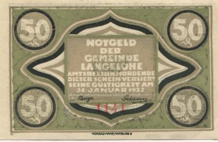 Langelohe (heute: Elmshorn) - Gemeinde - - 31.12.1922 - 50 Pfennig 
