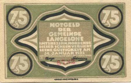 Langelohe (heute: Elmshorn) - Gemeinde - - 31.12.1922 - 75 Pfennig 