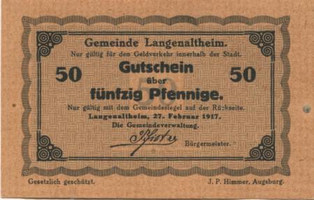 Langenaltheim - Gemeinde - 27.2.1917 - 50 Pfennig 