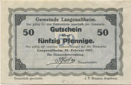 Langenaltheim - Gemeinde - 27.2.1917 - 50 Pfennig 