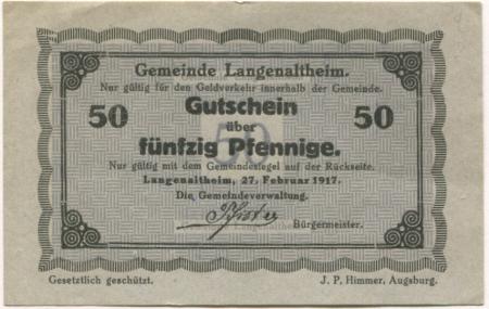 Langenaltheim - Gemeinde - 27.2.1917 - 50 Pfennig 