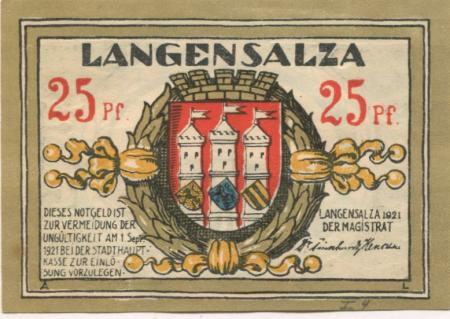 Langensalza (Bad) - Stadt - 1921 - 25 Pfennig 