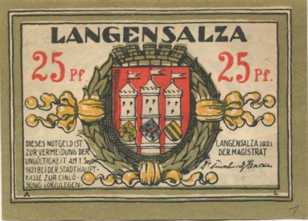 Langensalza (Bad) - Stadt - 1921 - 25 Pfennig 