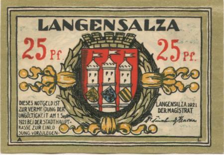 Langensalza (Bad) - Stadt - 1921 - 25 Pfennig 